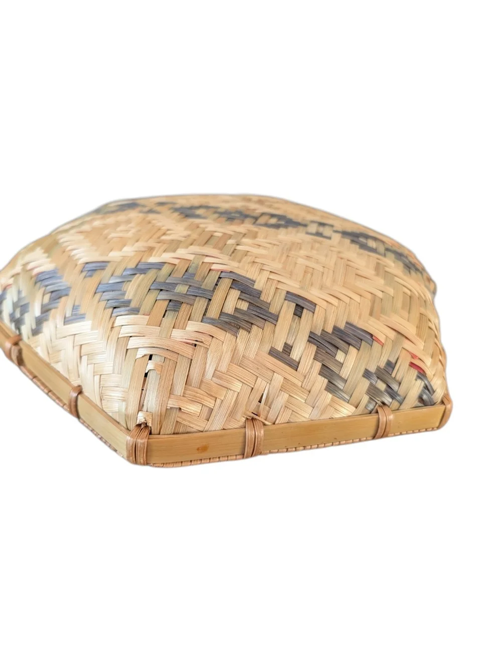 Vintage Southeast Asian Woven Hexagon Straw Basket Tray